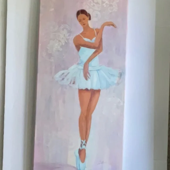 Graceful Ballerina Pink & White Acrylic Painting for Girls' Room Wall Decor Cute - Picture 4 of 12
